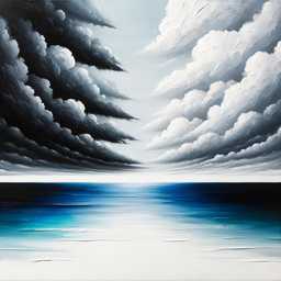 minimalist painting of a representation of anxiety in black, white, grey and blue paint on canvas generated by DALL·E 2